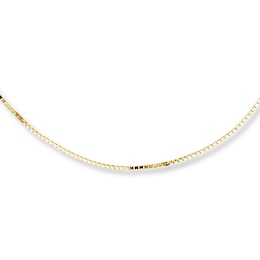 Solid Box Chain Necklace 10K Yellow Gold 18 Length 0.7mm