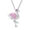 Thumbnail Image 1 of Flamingo Necklace Pink/White/Black Crystals Sterling Silver 18&quot;