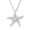 Thumbnail Image 0 of Starfish Necklace White Crystals Sterling Silver 18"