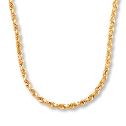 Solid Glitter Rope Necklace 10K Yellow Gold 24&quot; 4mm