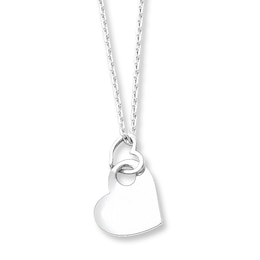 Double Heart Necklace Sterling Silver 16 Length