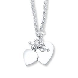 Twin Heart Necklace Sterling Silver 18 Length