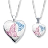 Thumbnail Image 1 of Mother/Daughter Necklaces Heart w/ Butterflies Sterling Silver