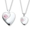 Thumbnail Image 1 of Mother/Daughter Necklaces Heart with Rose Sterling Silver