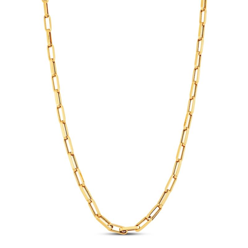 Hollow Oval Link Necklace 10K Yellow Gold 36"