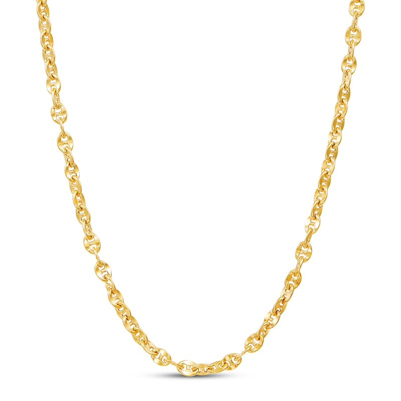 Hollow Flat Mariner Chain Necklace 10K Yellow Gold 18" 3.9mm
