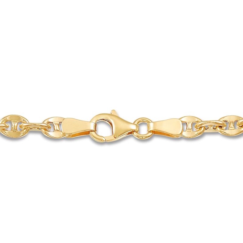 Hollow Flat Mariner Chain Necklace 10K Yellow Gold 18" 3.9mm