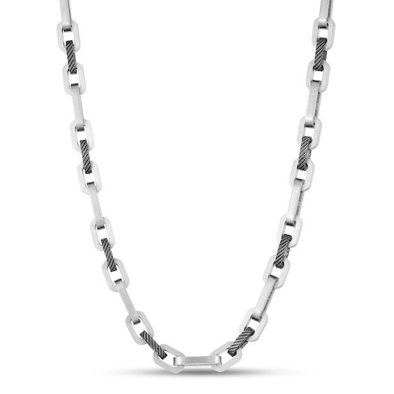 Stainless Steel Square Link Chain Necklace - 24-in. - Men