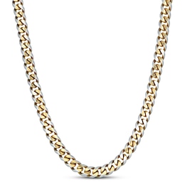 Solid Curb Chain Necklace Two-Tone Stainless Steel 24&quot; 8mm