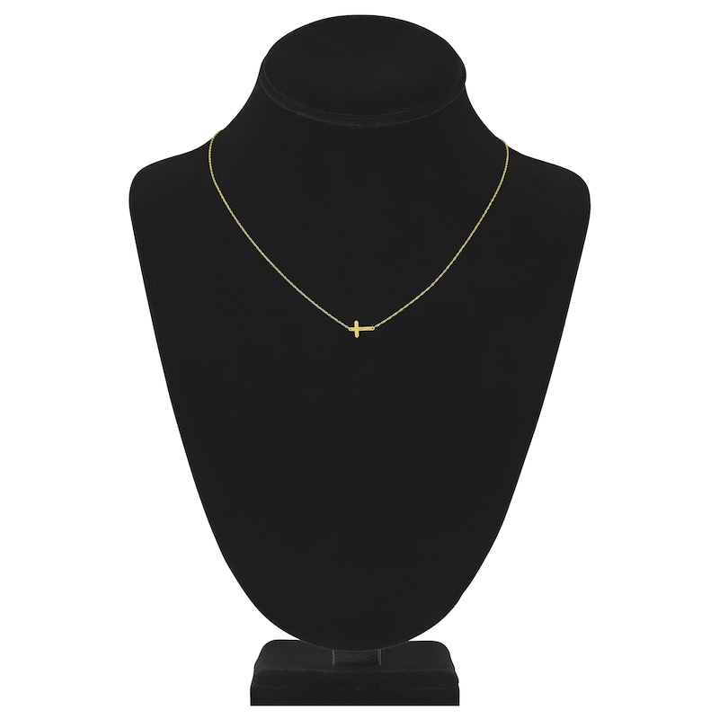 Main Image 4 of Sideways Cross Necklace 14K Yellow Gold 16-18&quot; Adjustable