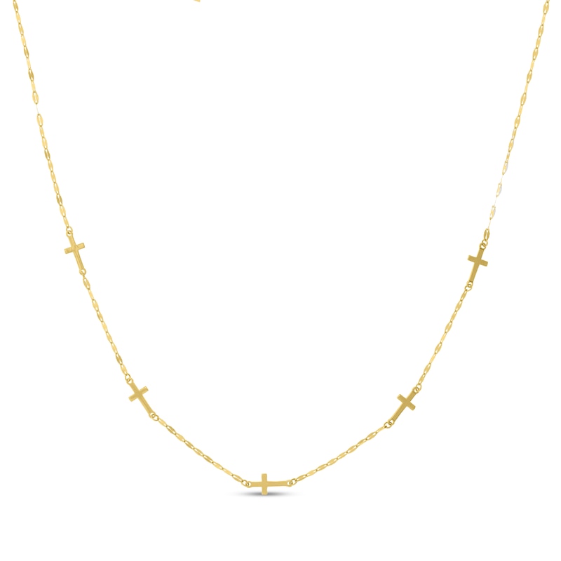 Cross Necklace 14K Yellow Gold 18"