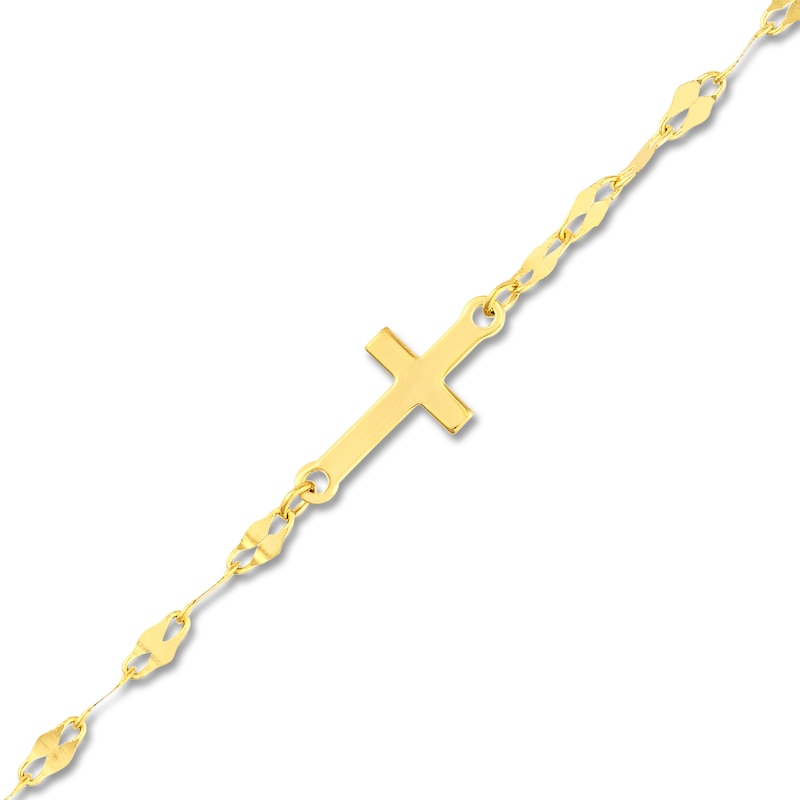 Main Image 2 of Cross Necklace 14K Yellow Gold 18&quot;