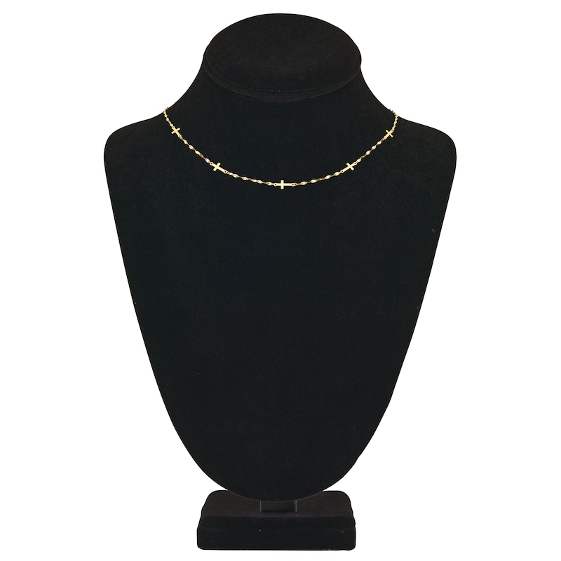 Main Image 4 of Cross Necklace 14K Yellow Gold 18&quot;