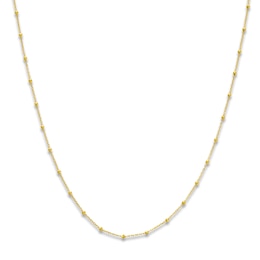 Solid Beaded Chain Necklace 14K Yellow Gold 0.9mm 18&quot;