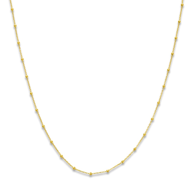 Solid Beaded Chain Necklace 14K Yellow Gold 0.9mm 18"