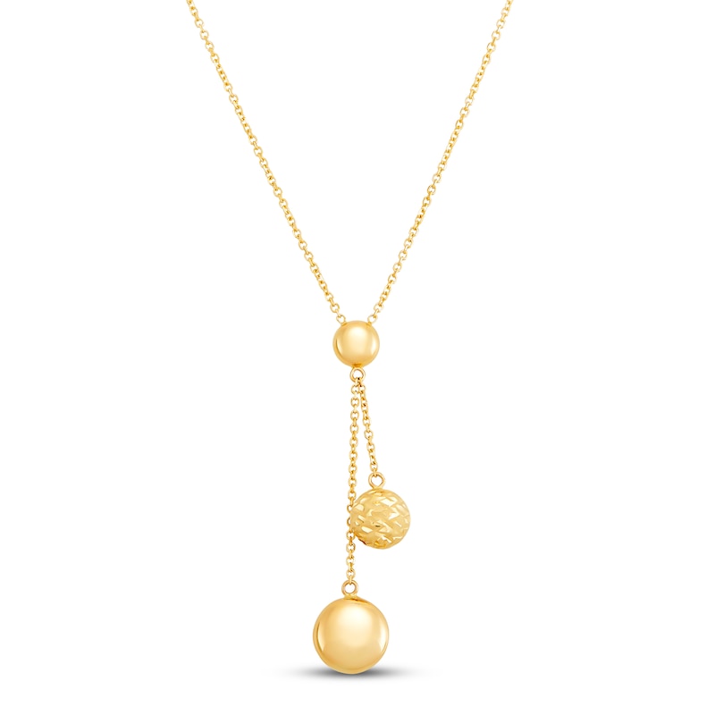 Italia D'Oro Beaded Drop Necklace 14K Yellow Gold 18"