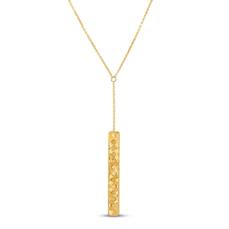 Main Image 1 of Italia D'Oro Rectangle Bar Necklace 14K Yellow Gold 17&quot;