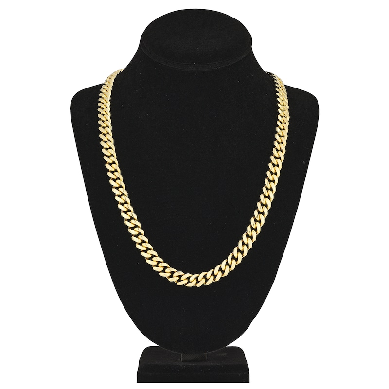 Main Image 4 of Solid Miami Cuban Link Necklace 14K Yellow Gold 24&quot; 11mm