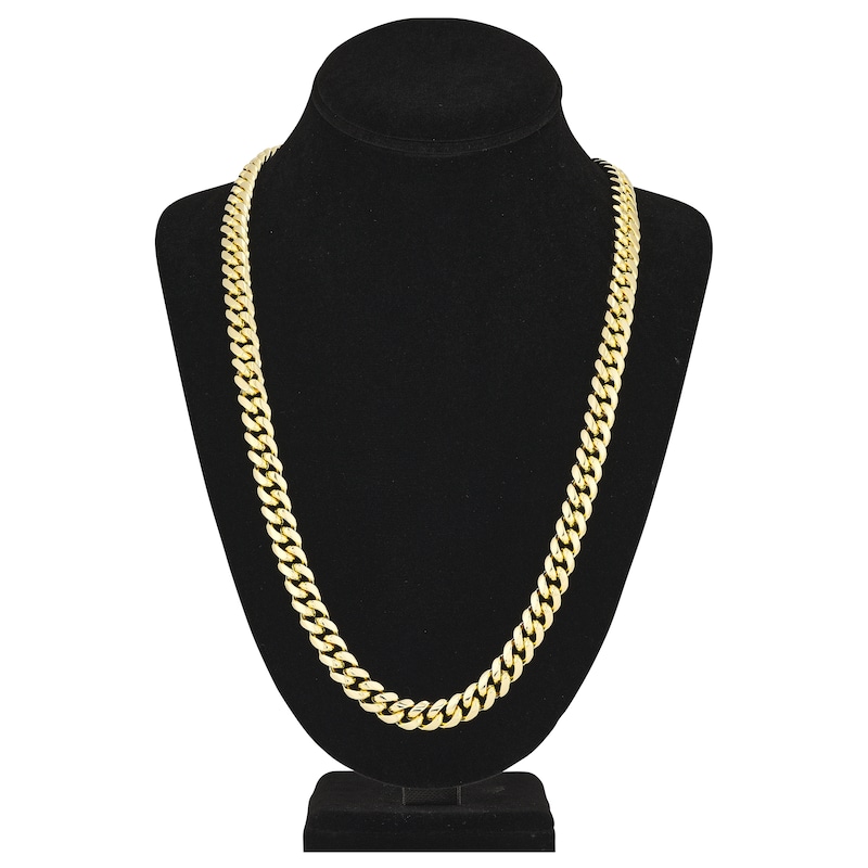 Main Image 4 of Solid Miami Cuban Link Necklace 14K Yellow Gold 26&quot; 11mm