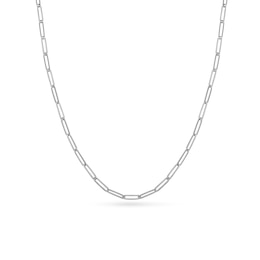 Solid Paperclip Chain Necklace 14K White Gold 24&quot; 3.90mm