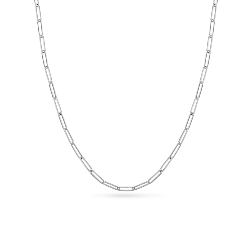 Solid Paperclip Chain Necklace 14K White Gold 24" 3.95mm