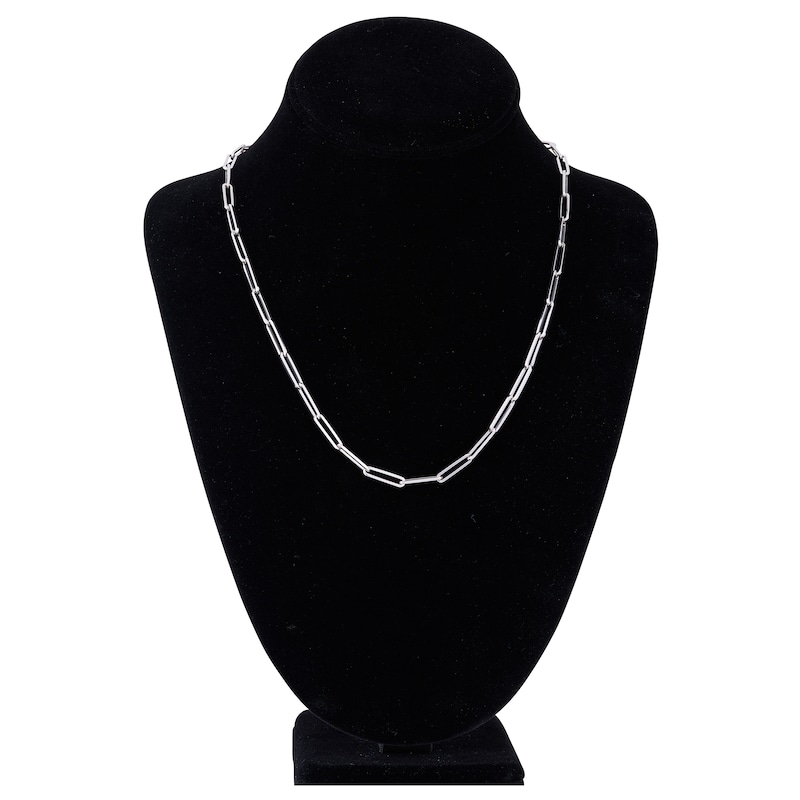 Main Image 4 of Solid Paperclip Chain Necklace 14K White Gold 20&quot; 3.90mm