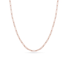 Solid Paperclip Chain Necklace 14K Rose Gold 24&quot; 3.9mm