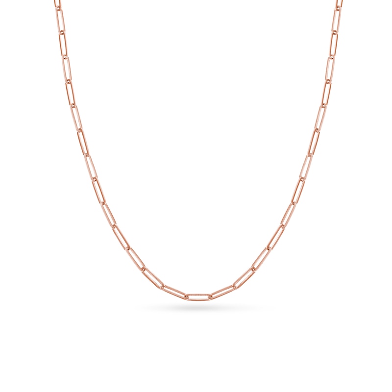 Solid Paperclip Chain Necklace 14K Rose Gold 30" 3.9mm