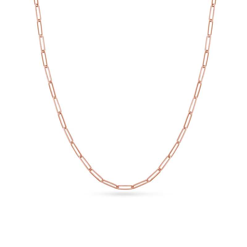 Solid Paperclip Chain Necklace 14K Rose Gold 20" 3.95mm