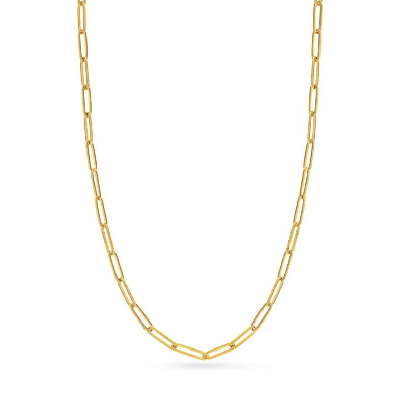 Solid Paperclip Chain Necklace 14K Yellow Gold 18" 5mm