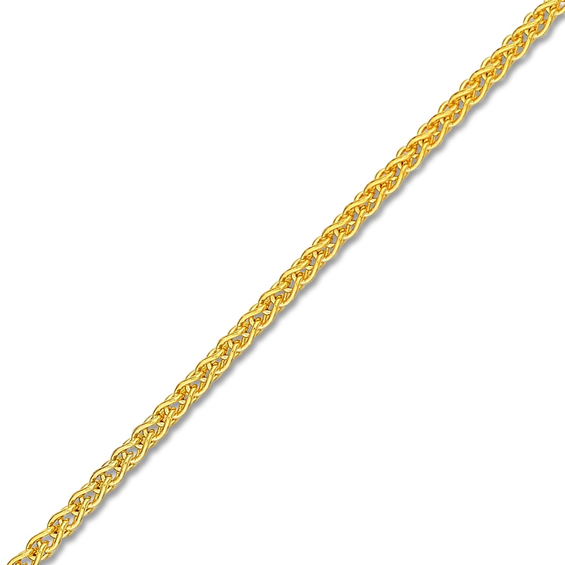 Solid Round Wheat Chain Necklace 18K Yellow Gold 16" 1.05mm