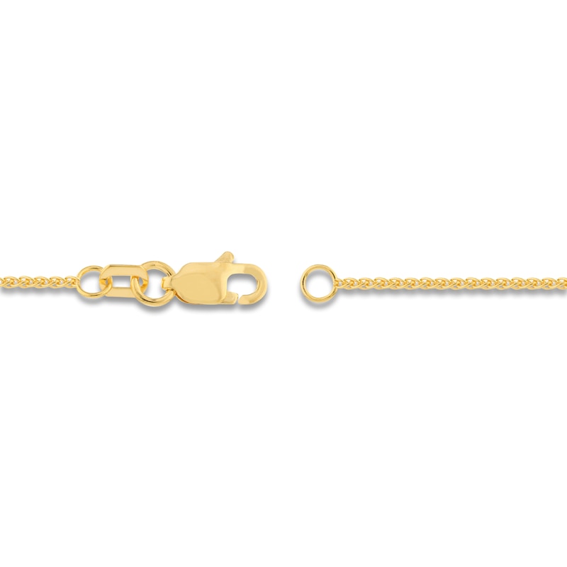 Solid Round Wheat Chain Necklace 18K Yellow Gold 16" 1.05mm