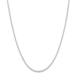 Solid Round Wheat Chain Necklace 18K White Gold 18&quot; 1.05mm
