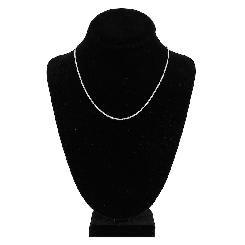 Women's Solid Round Wheat Chain Necklace 18K White Gold 18" 1.65mm