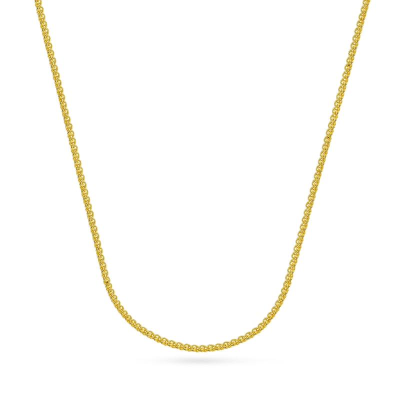 Men's Solid Round Wheat Chain Necklace 18K Yellow Gold 16" 1.65mm