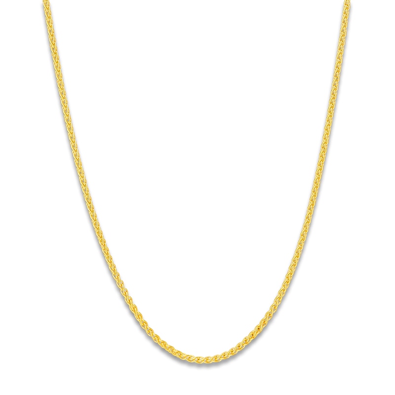 Women's Solid Round Wheat Chain Necklace 18K Yellow Gold 18" 1.65mm