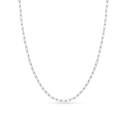 Solid Paperclip Chain Necklace 14K White Gold 24&quot; 4mm