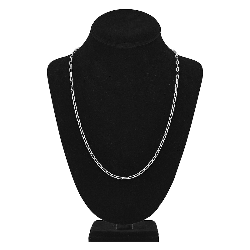Solid Paperclip Chain Necklace 14K White Gold 24" 4mm