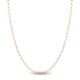 Solid Paperclip Chain Necklace 14K Rose Gold 18&quot; 4mm