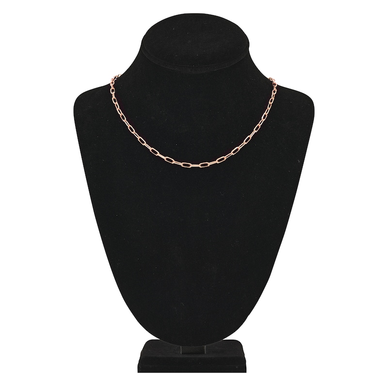 Solid Paperclip Chain Necklace 14K Rose Gold 18" 4mm