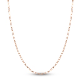 Solid Paperclip Chain Necklace 14K Rose Gold 20&quot; 4mm