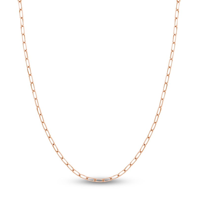 Solid Paperclip Chain Necklace 14K Rose Gold 20" 4mm