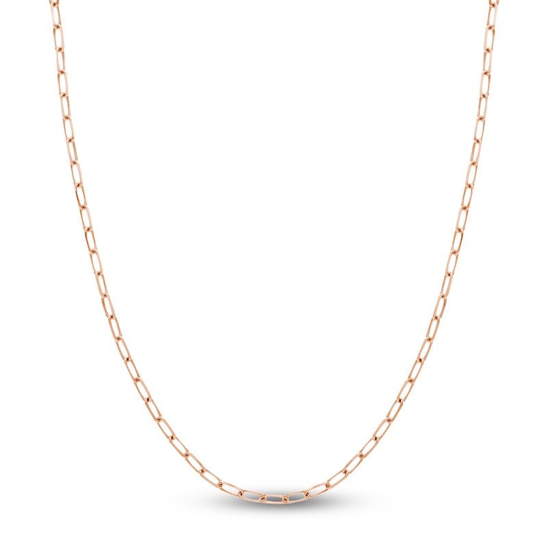 Main Image 1 of Solid Paperclip Chain Necklace 14K Rose Gold 24&quot; 3.7mm