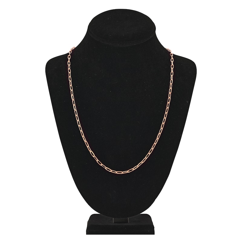 Main Image 4 of Solid Paperclip Chain Necklace 14K Rose Gold 24&quot; 3.7mm