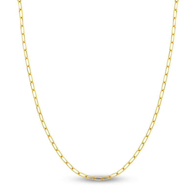 Solid Paperclip Chain Necklace 14K Yellow Gold 18" 4mm