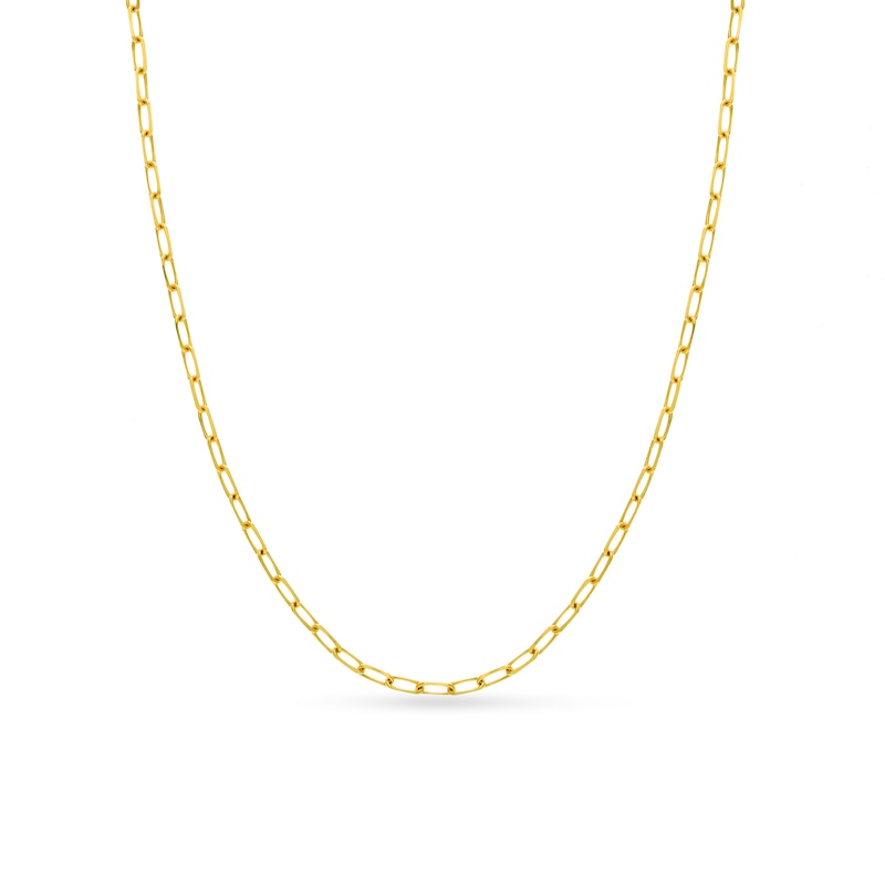 Solid Paperclip Chain Necklace 14K Yellow Gold 24" 4mm