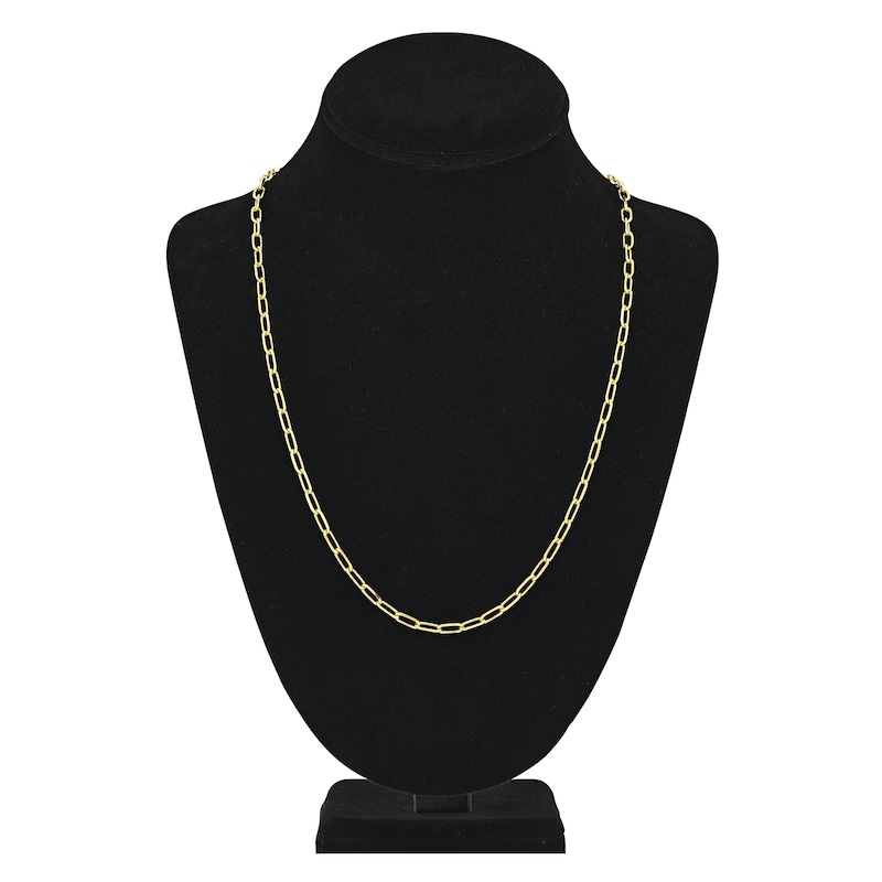 Solid Paperclip Chain Necklace 14K Yellow Gold 24" 4mm