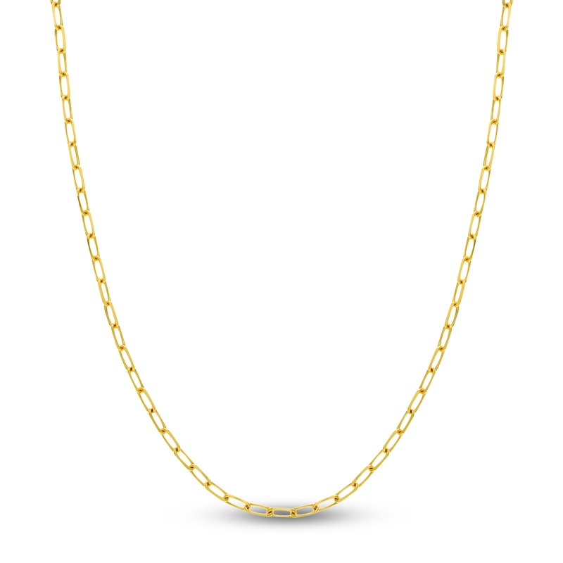 Solid Paperclip Chain Necklace 14K Yellow Gold 30" 4mm