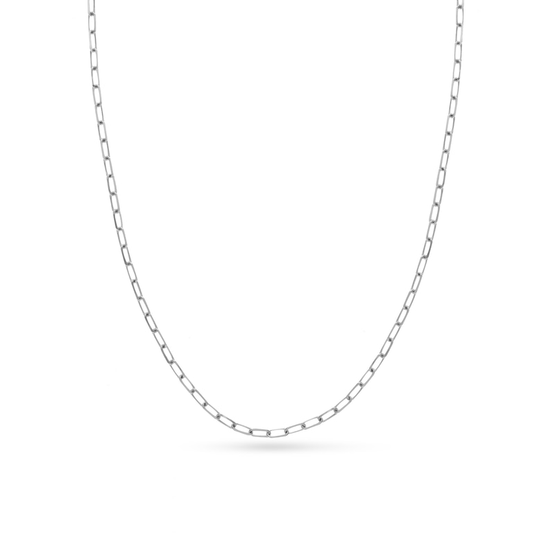 Solid Paperclip Chain Necklace 14K White Gold 18" 3.1mm