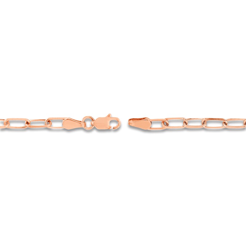 Solid Paperclip Chain Necklace 14K Rose Gold 16